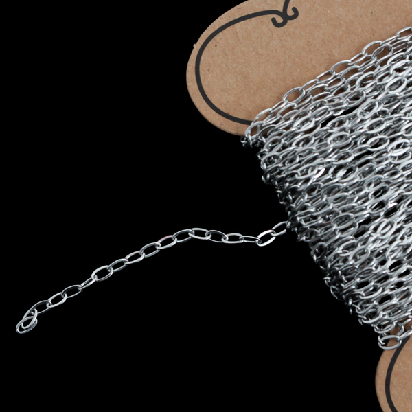 304 Stainless Steel Cable Chain, Soldered 4.5x2.5mm Links - 10 Meters