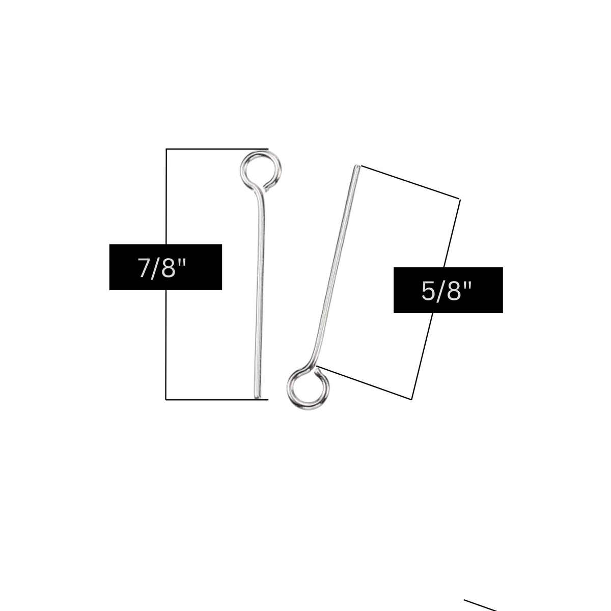 Stainless Steel Eye Pins 16mm long x 0.8mm (20 Gauge) 10 grams