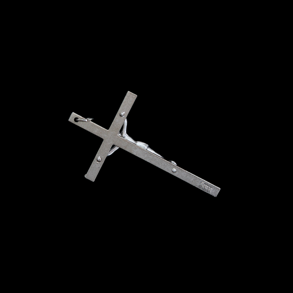 Hammered Silver Plate Crucifix Cross with Ripple Texture, 2-3/16" Long (5.6cm)