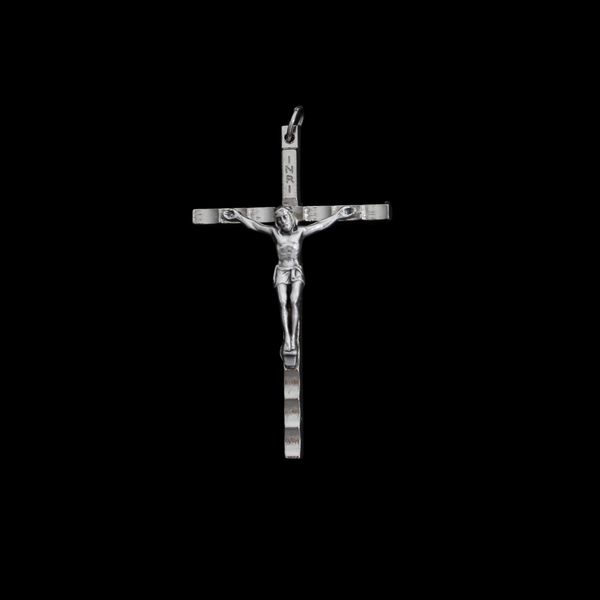 Hammered Silver Plate Crucifix Cross with Ripple Texture, 2-3/16" Long (5.6cm)