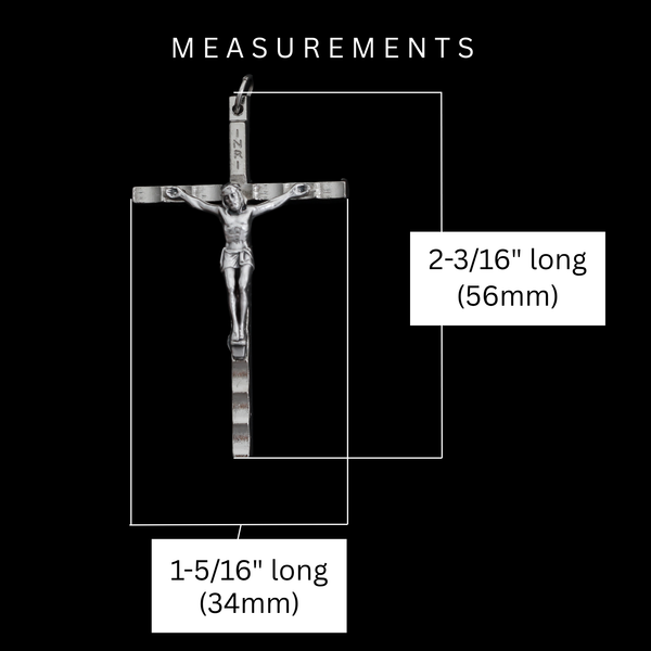 Hammered Silver Plate Crucifix Cross with Ripple Texture, 2-3/16" Long (5.6cm)