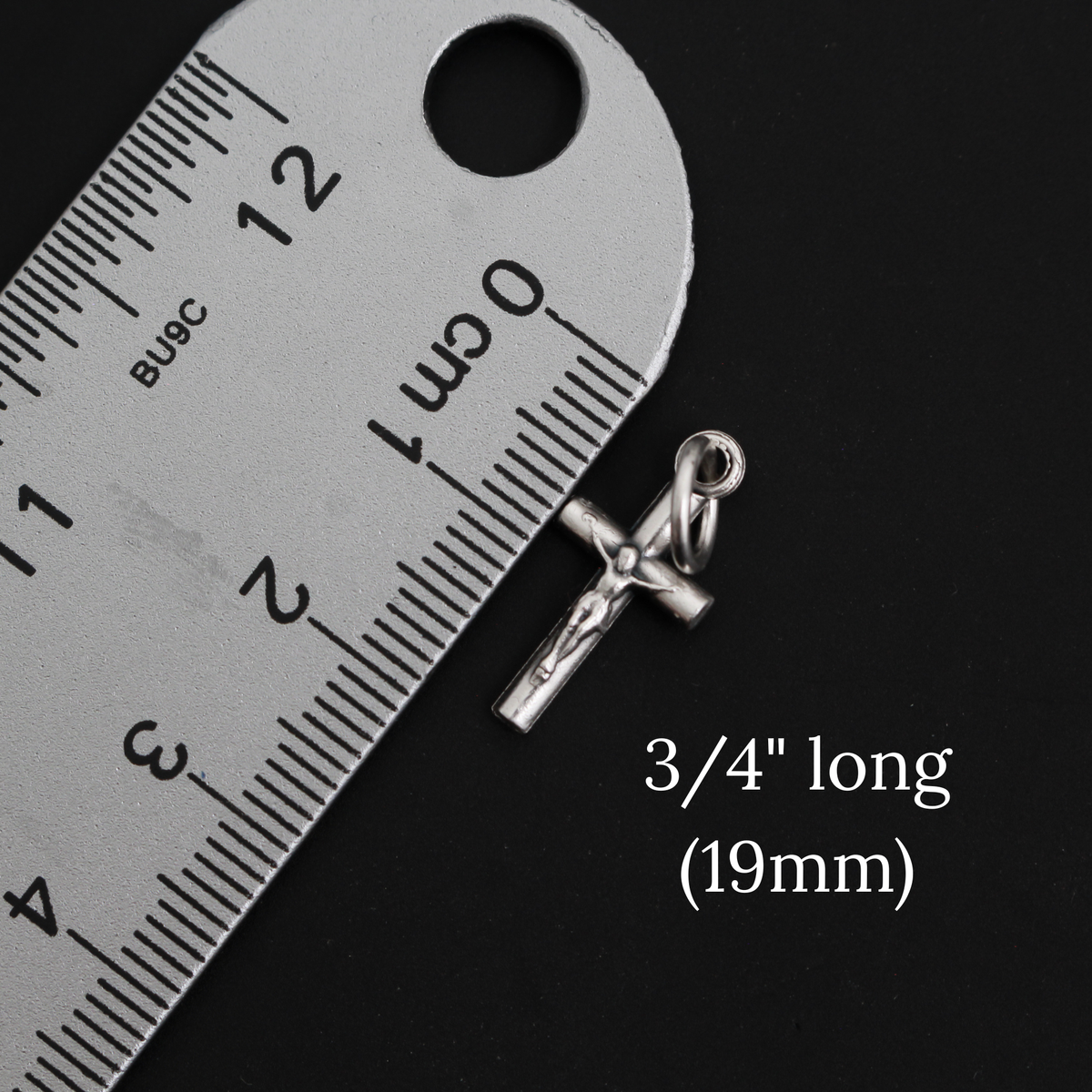 Tiny Classic Crucifix Cross 19mm long, Made in Italy