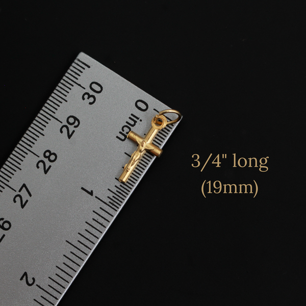 Tiny Gold Classic Crucifix Cross 19mm long, Made in Italy