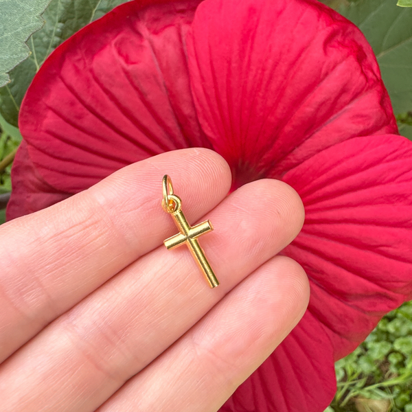 Tiny Gold Classic Crucifix Cross 19mm long, Made in Italy