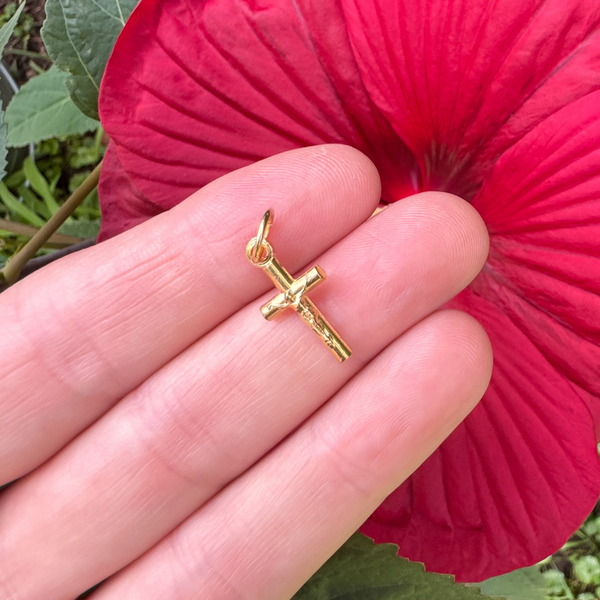 Tiny Gold Classic Crucifix Cross 19mm long, Made in Italy