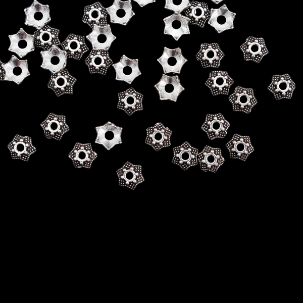 Star Flower Shaped Bead Caps 7mm in diameter (fits 6-8mm beads) 120pcs