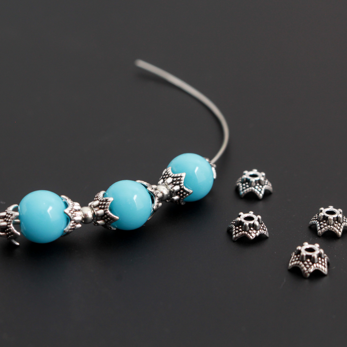 Star Flower Shaped Bead Caps 7mm in diameter (fits 6-8mm beads) 120pcs