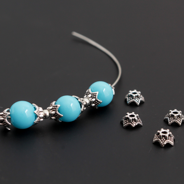 Star Flower Shaped Bead Caps 7mm in diameter (fits 6-8mm beads) 120pcs