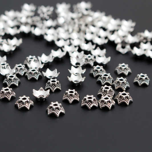 Star Flower Shaped Bead Caps 7mm in diameter (fits 6-8mm beads) 120pcs