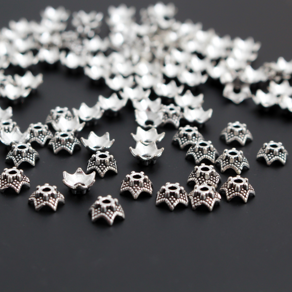 Star Flower Shaped Bead Caps 7mm in diameter (fits 6-8mm beads) 120pcs
