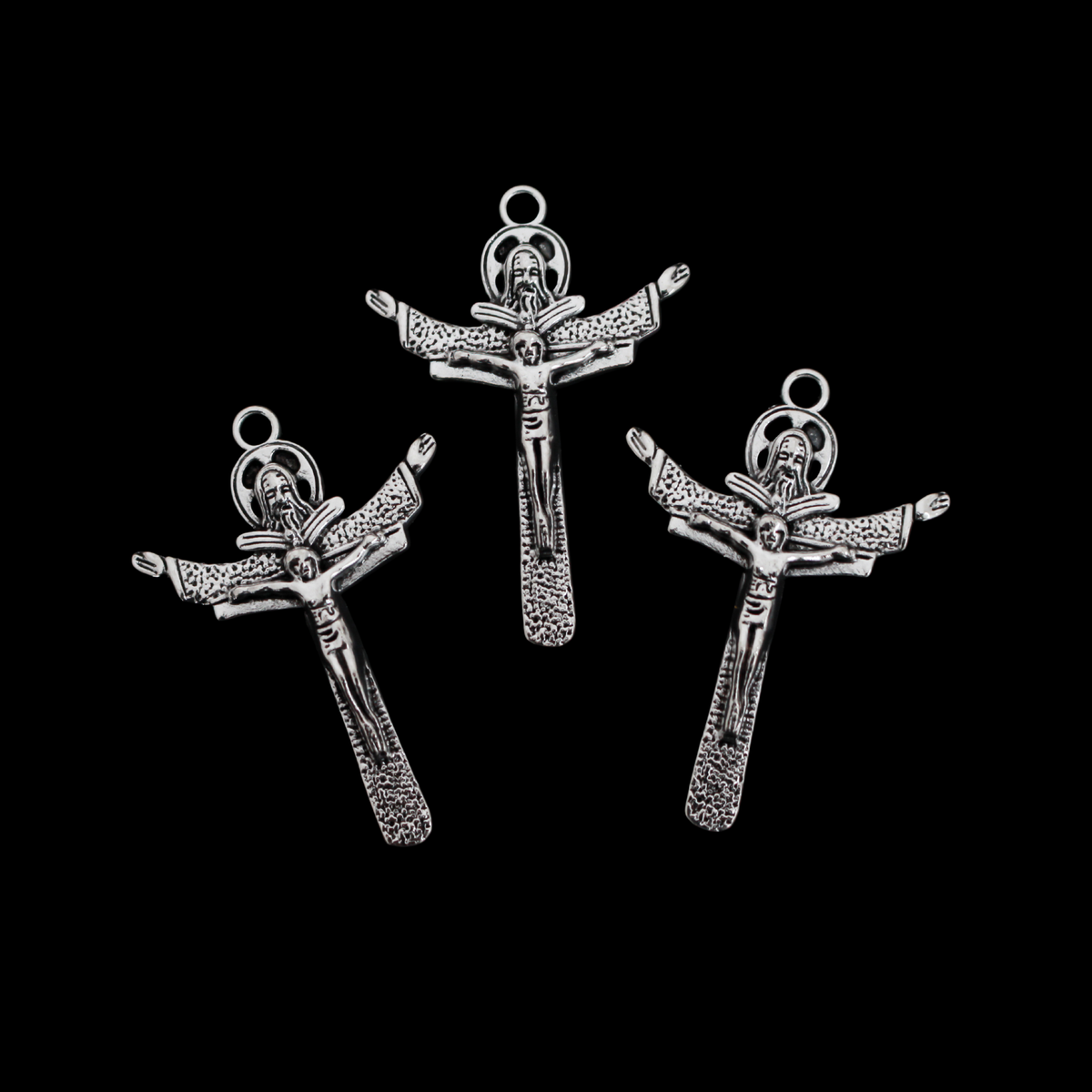 Holy Trinity Crucifix Cross Pendant - The Father, The Son and Holy Ghost - 3pcs