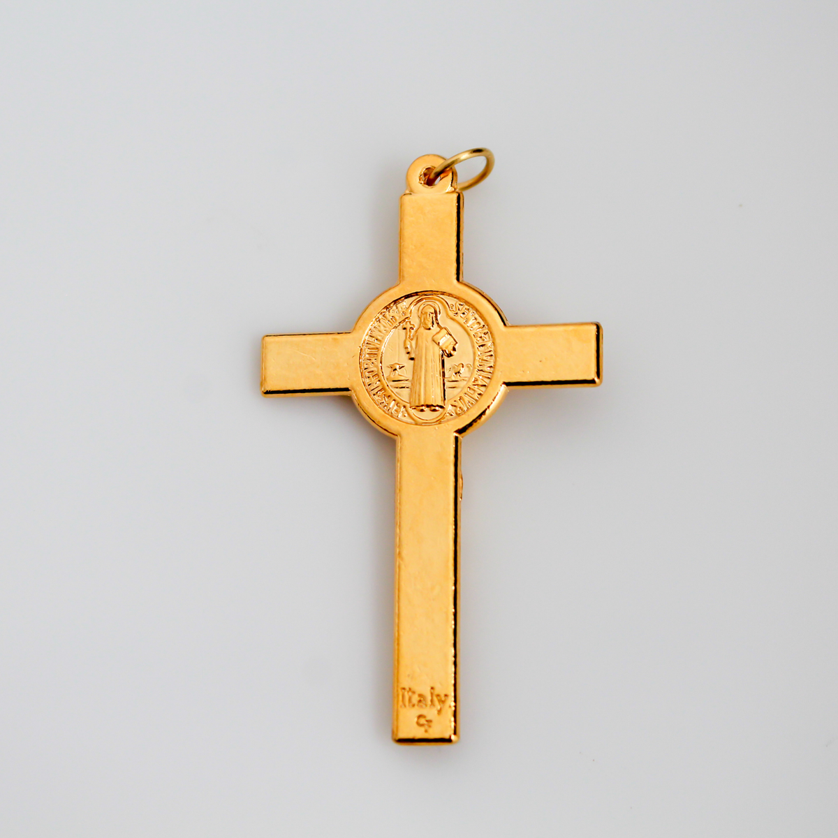 Gold Saint Benedict Large Rosary Crucifix Cross 2-1/8 inches long