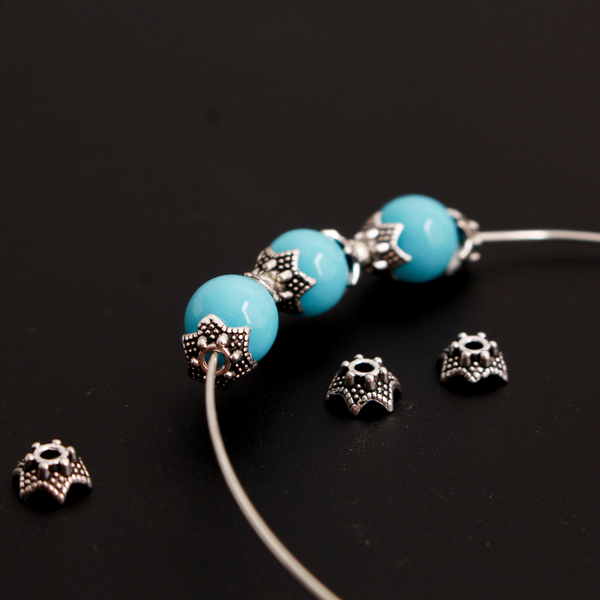 Star Flower Shaped Bead Caps 7mm in diameter (fits 6-8mm beads) 120pcs