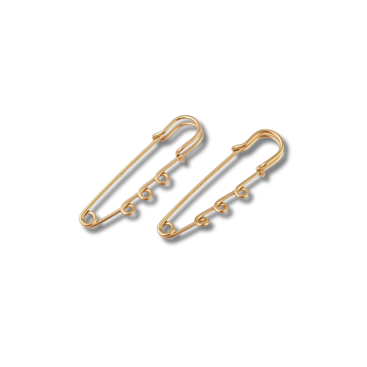 Golden Safety Pin Brooch with Three Loops for Adding Charms or Medals