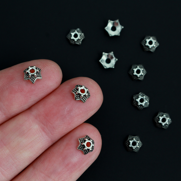 Star Flower Shaped Bead Caps 7mm in diameter (fits 6-8mm beads) 120pcs