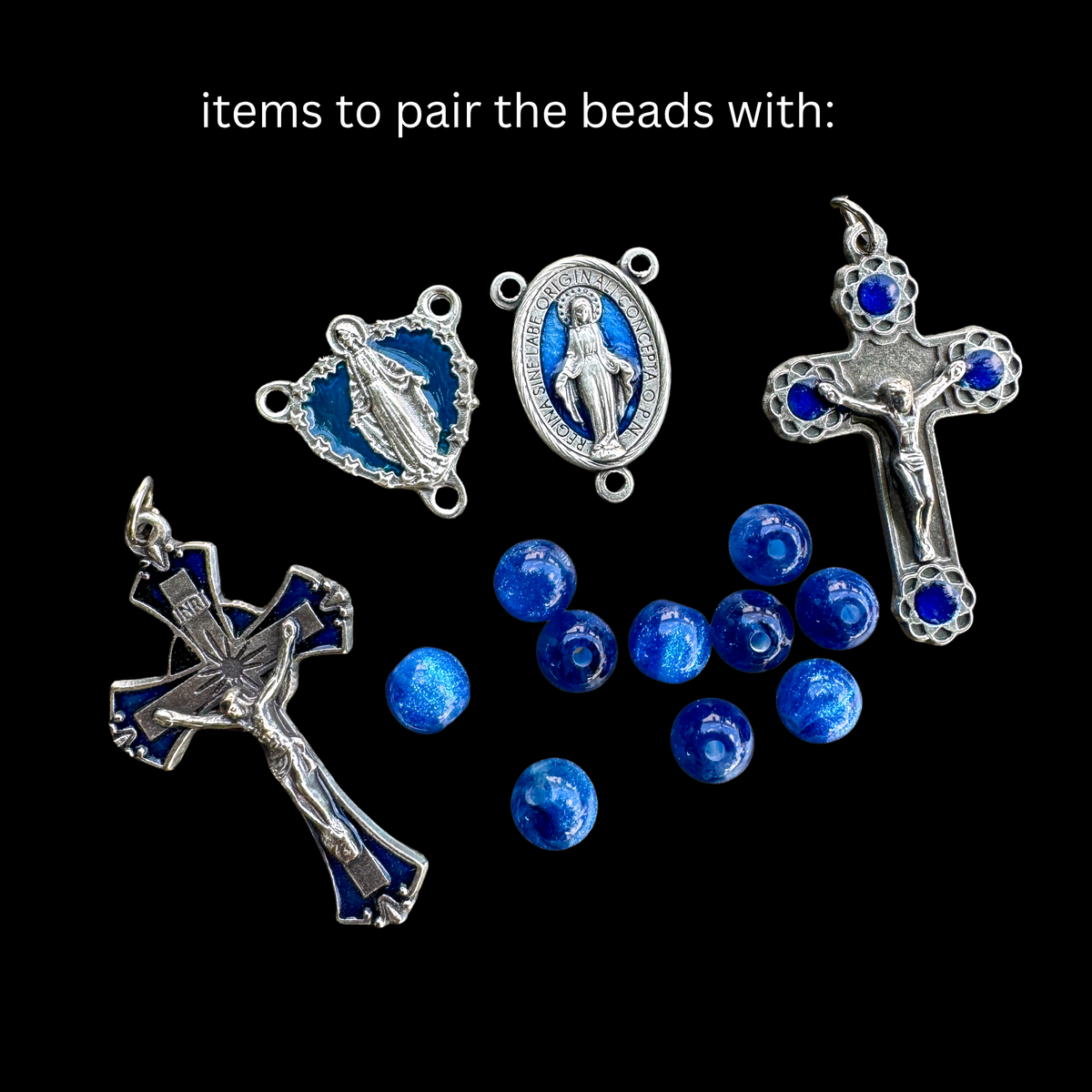 Starry Sky Rosary Beads – 8mm Round Blue Glitter Acrylic Beads, 60pcs