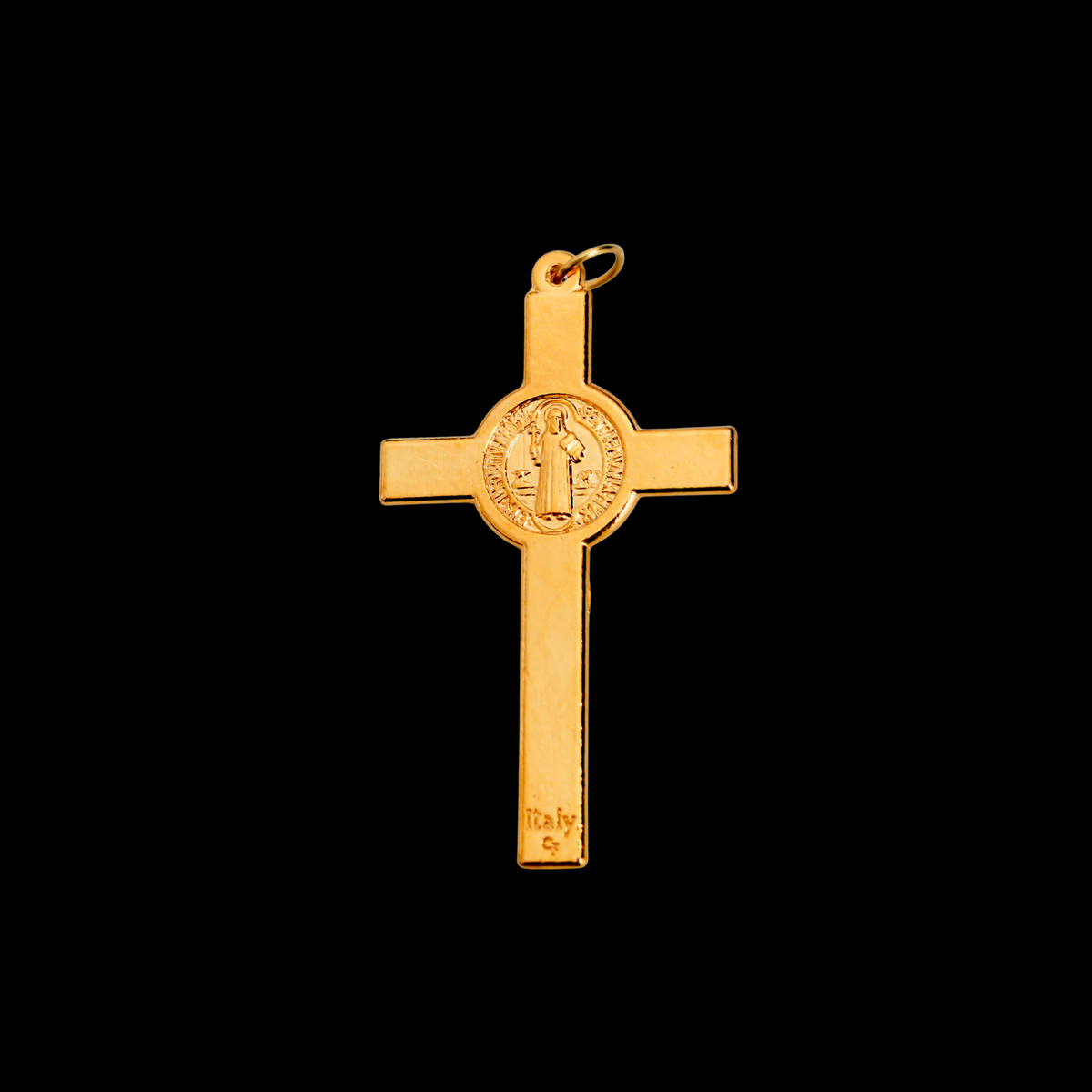 Gold Saint Benedict Large Rosary Crucifix Cross 2-1/8 inches long