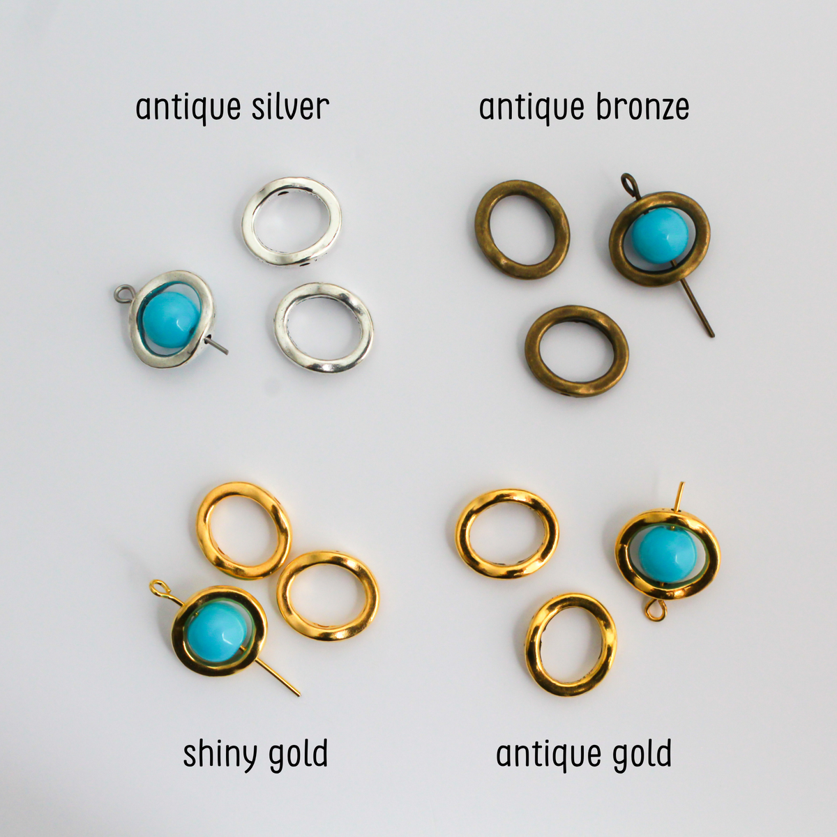 20 Spinning Bead Frames 13mm (fits 8mm beads) Available in Silver, Bronze, and Gold