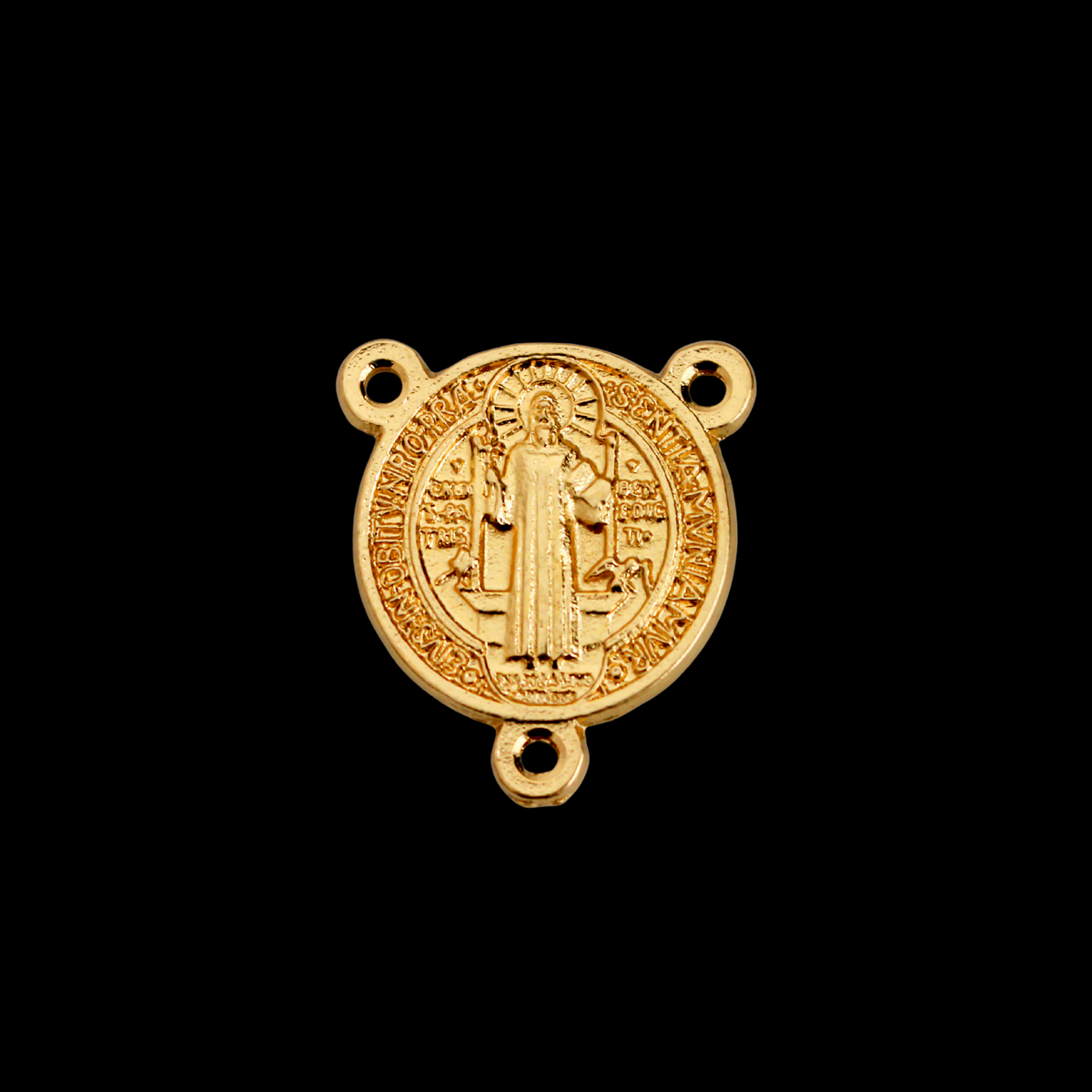 Gold Saint Benedict Rosary Centerpiece 1" long - Made in Italy