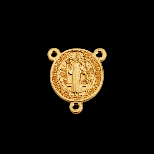 Gold Saint Benedict Rosary Centerpiece 1" long - Made in Italy