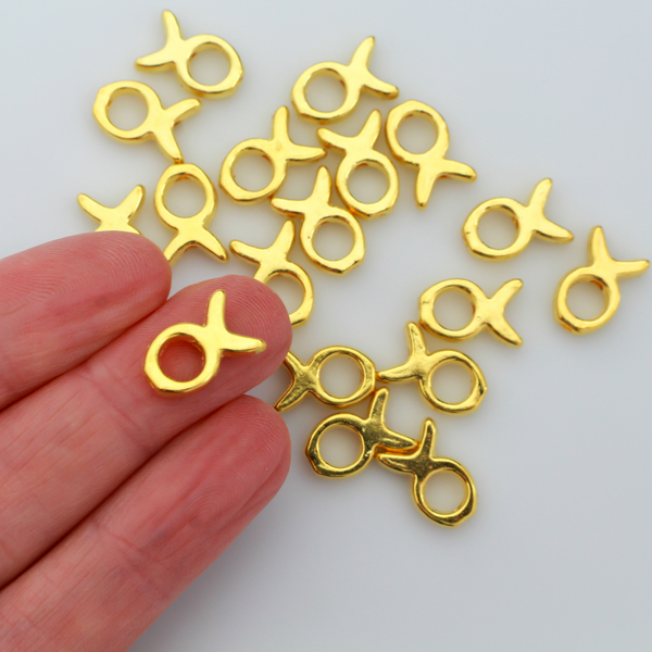 Gold Bead Frames, Fish Shaped Christian Ichthys Symbol 13x9mm fits 4mm Bead, 20pcs