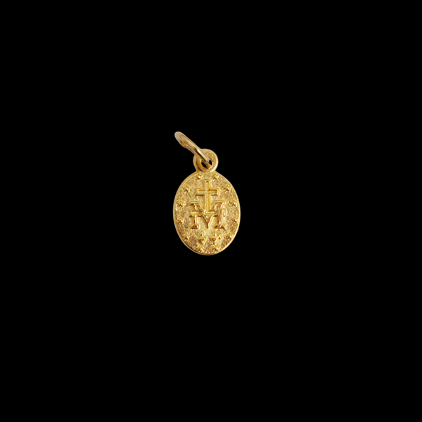Tiny Gold Miraculous Mary Medal of the Immaculate Conception in English