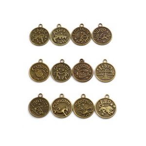 Copy of 12 Zodiac Horoscope Symbol Charms in Antique Bronze - 20mm x 17mm, 1 Set ( 12pcs/set)