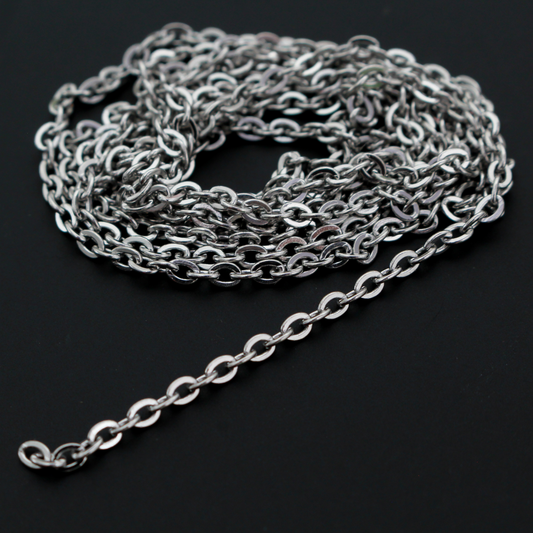 Heavy Duty Rosary Chain - Soldered Stainless Steel Links 3x2x0.5mm, 1m long (3.28 Feet)