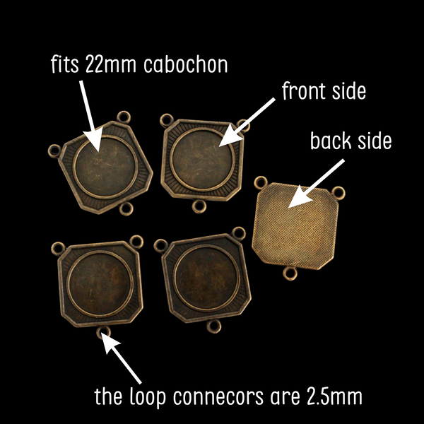 Bronze Rosary Centerpiece Blank Bezel Trays - Fits 22mm Round Cabochon, 5pcs