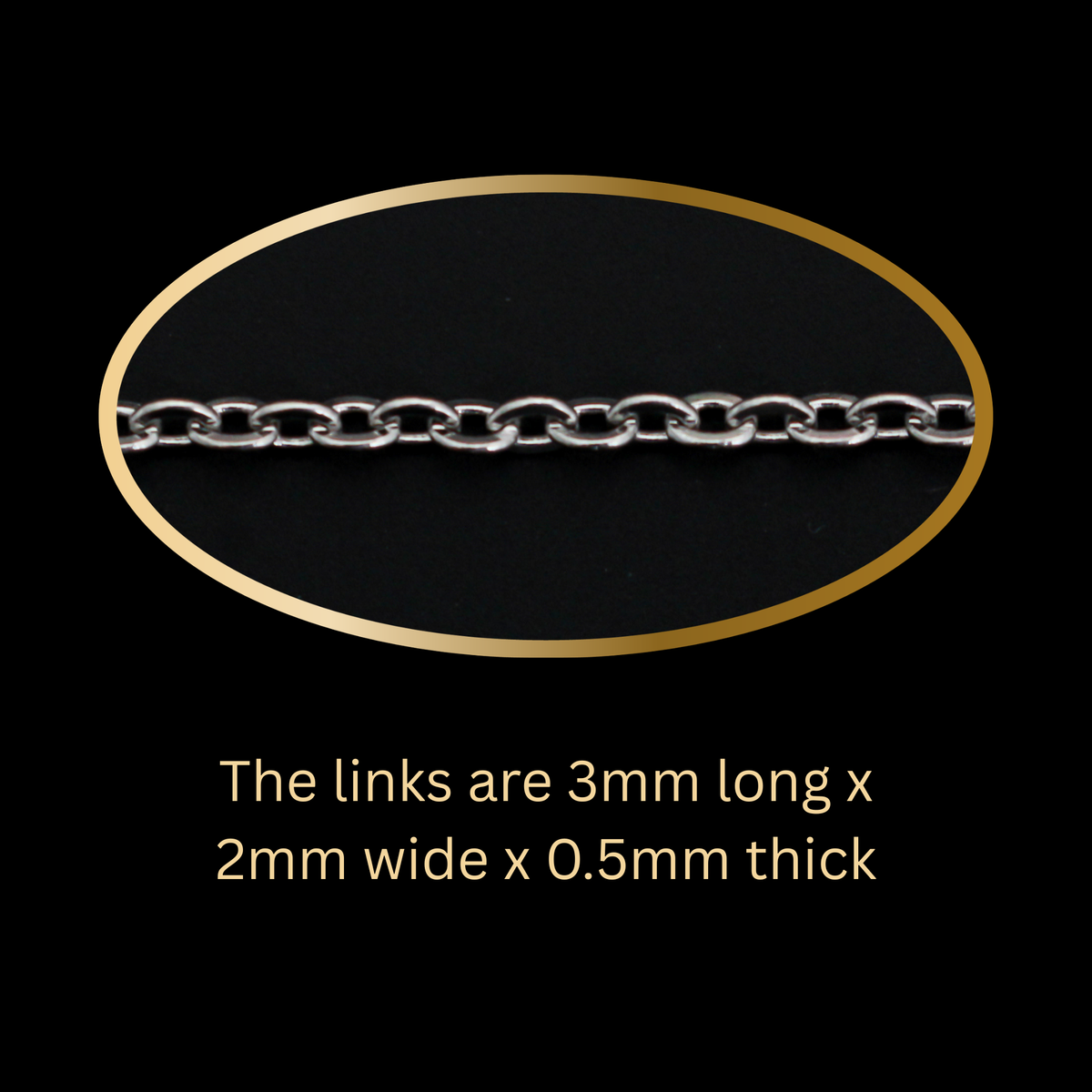 Heavy Duty Rosary Chain - Soldered Stainless Steel Links 3x2x0.5mm, 1m long (3.28 Feet)