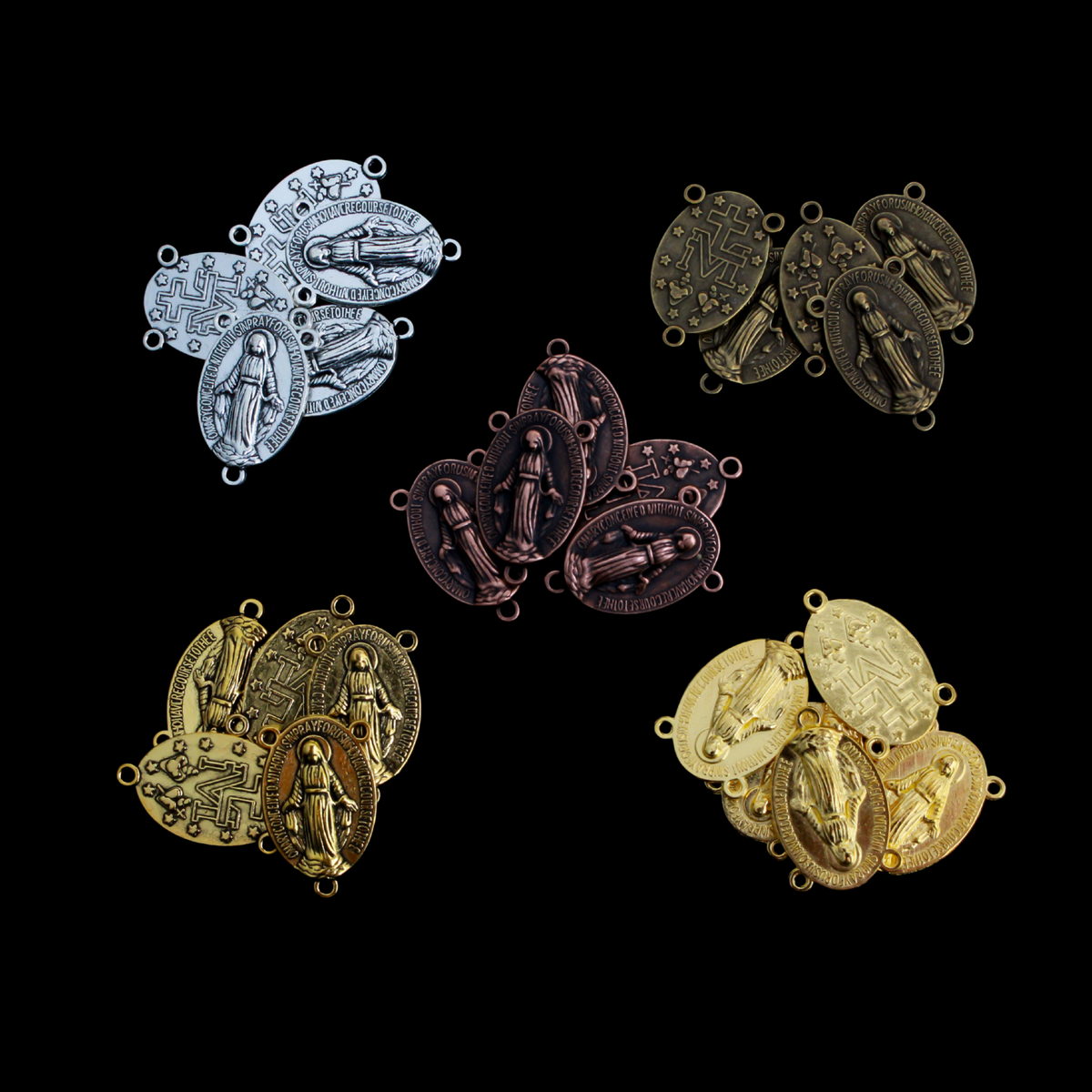 Miraculous Medal Rosary Centerpieces Available in Silver, Bronze, Gold, and Copper - 5pcs