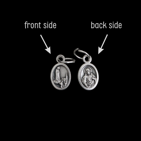 Our Lady of Fatima with Sacred Heart of Jesus Mini Medal 1/2" Long, Made in Italy