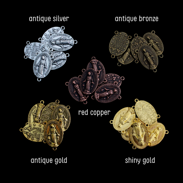 Miraculous Medal Rosary Centerpieces Available in Silver, Bronze, Gold, and Copper - 5pcs