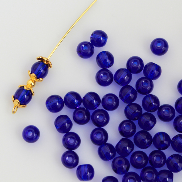 Midnight Blue Glass Beads 6mm Round Transparent Prayer Beads, 60pcs