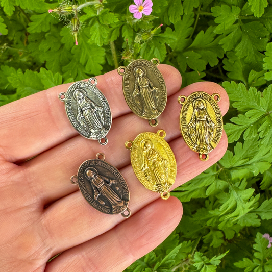 Miraculous Medal Rosary Centerpieces Available in Silver, Bronze, Gold, and Copper - 5pcs