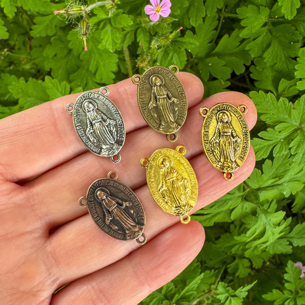 Miraculous Medal Rosary Centerpieces Available in Silver, Bronze, Gold, and Copper - 5pcs