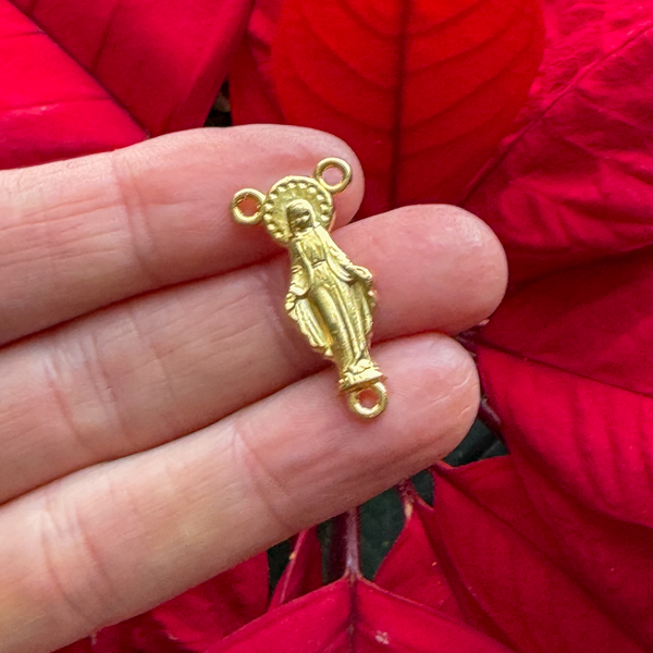 Gold Tone Blessed Virgin Mary Rosary Centerpiece