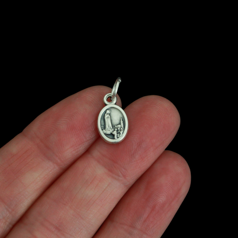 Our Lady of Fatima with Sacred Heart of Jesus Mini Medal 1/2" Long, Made in Italy