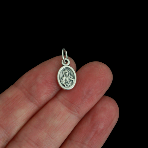 Our Lady of Fatima with Sacred Heart of Jesus Mini Medal 1/2" Long, Made in Italy
