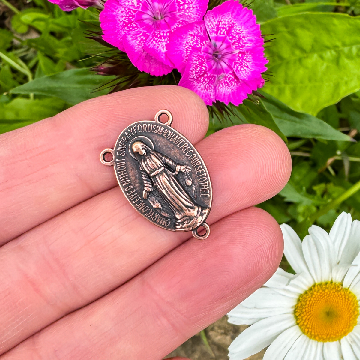 Miraculous Medal Rosary Centerpieces Available in Silver, Bronze, Gold, and Copper - 5pcs