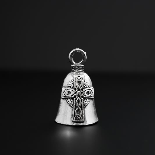 Celtic Cross Guardian bell. There is a large Celtic cross on the front of the bell, the backside is blank.