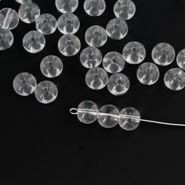 8mm round clear transparent glass beads.