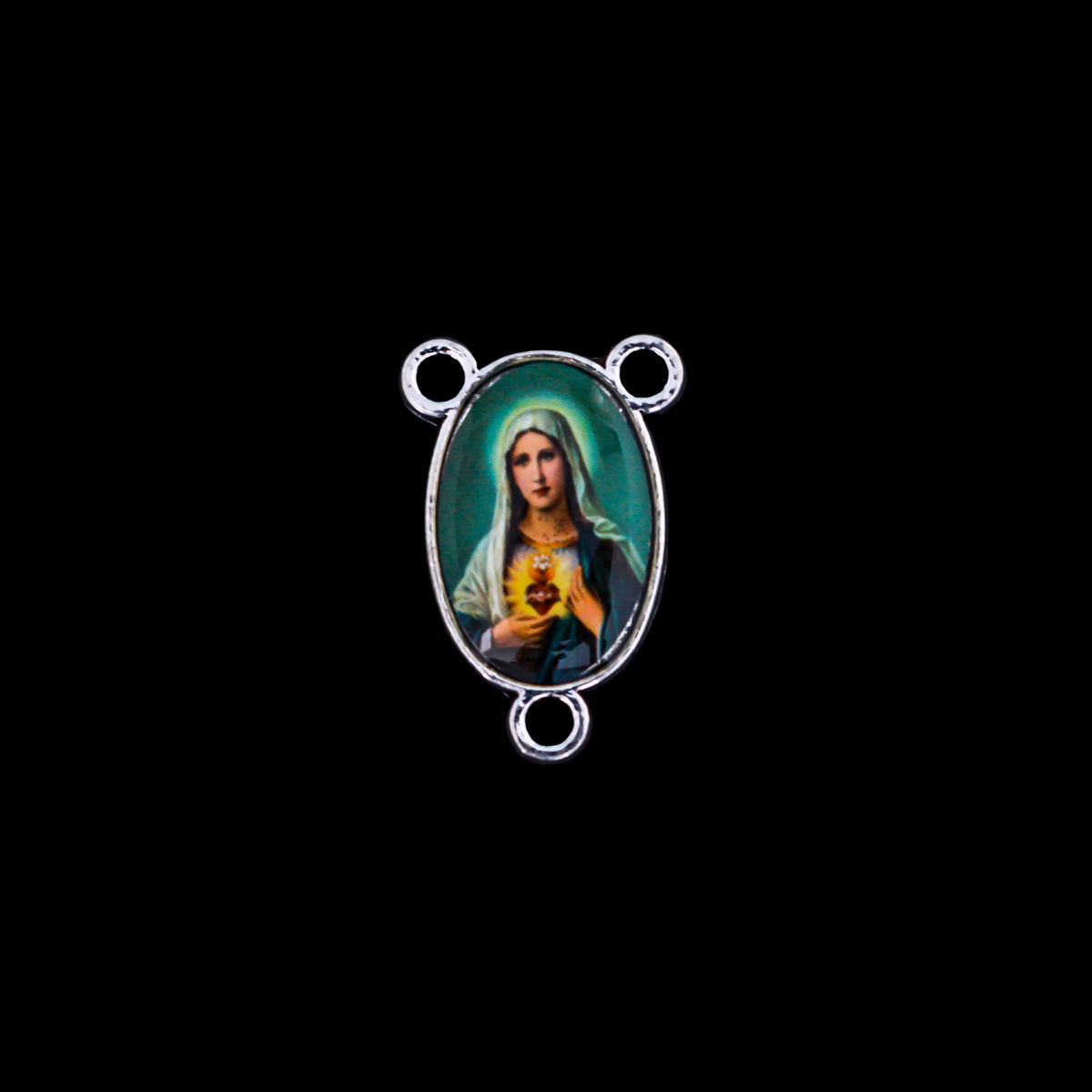 Immaculate Heart of Mary Rosary Centerpiece with a Color Image on Both Sides - 7/8" Long