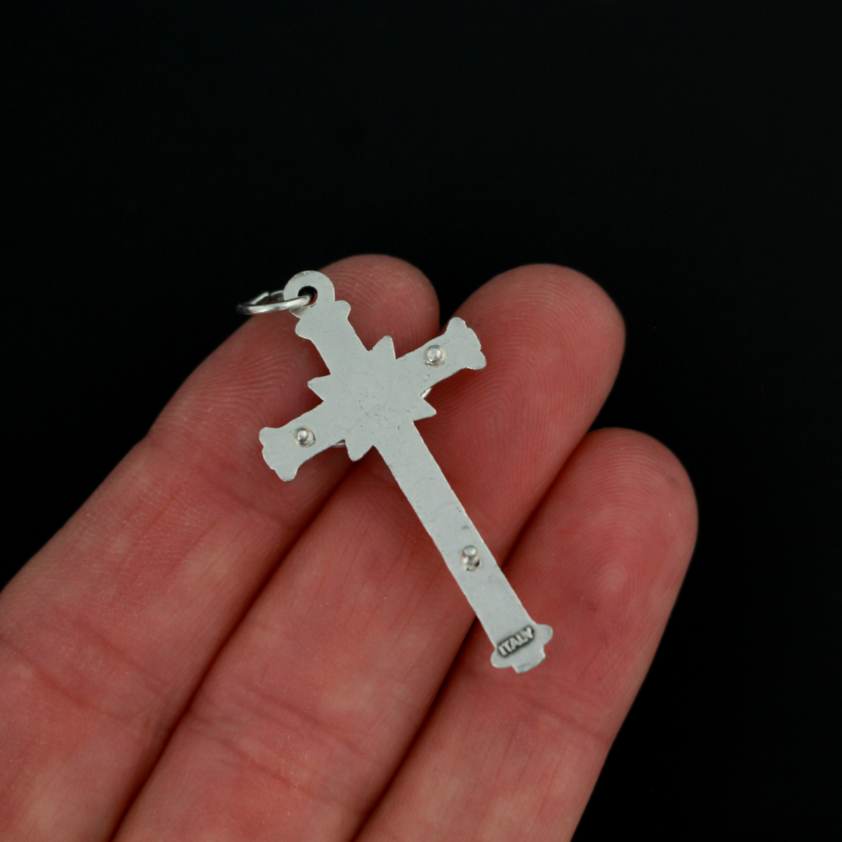 Silver Tone Crucifix with Crosshatch Pattern, 1-1/2" long