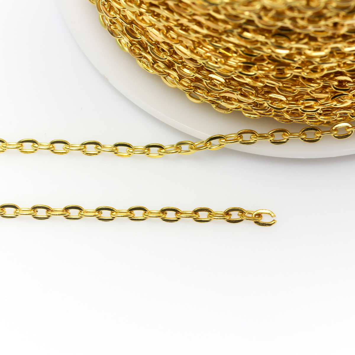 Flat Oval Chain 4mm x 2.7mm Links Unsoldered for Rosaries, Necklaces, Bracelets - Sold by the Foot