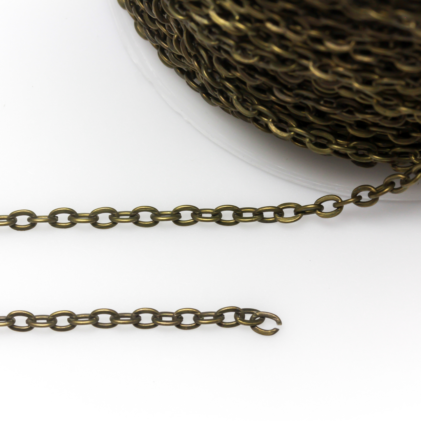 Flat Oval Chain 4mm x 2.7mm Links Unsoldered for Rosaries, Necklaces, Bracelets - Sold by the Foot