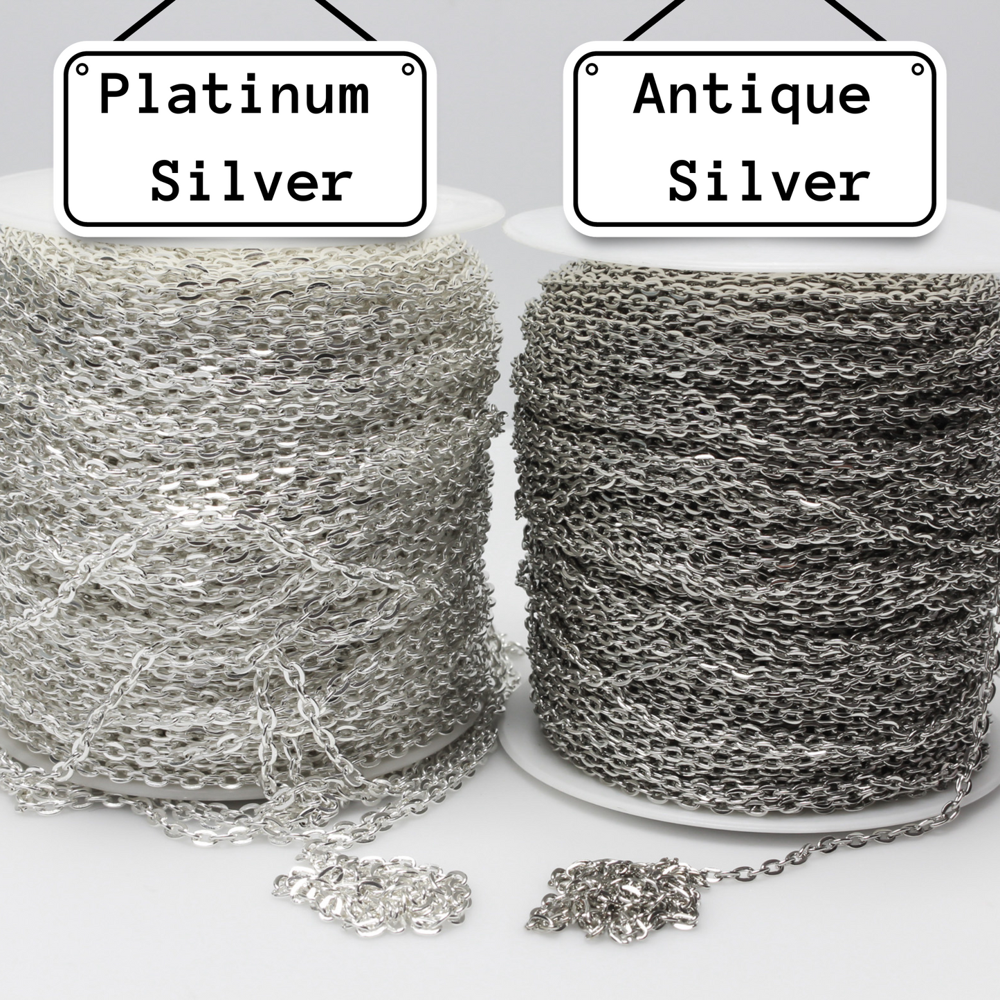 Flat Oval Chain 4mm x 2.7mm Links Unsoldered for Rosaries, Necklaces, Bracelets - Sold by the Foot