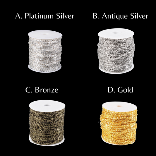 Flat Oval Chain 4mm x 2.7mm Links Unsoldered for Rosaries, Necklaces, Bracelets - Sold by the Foot