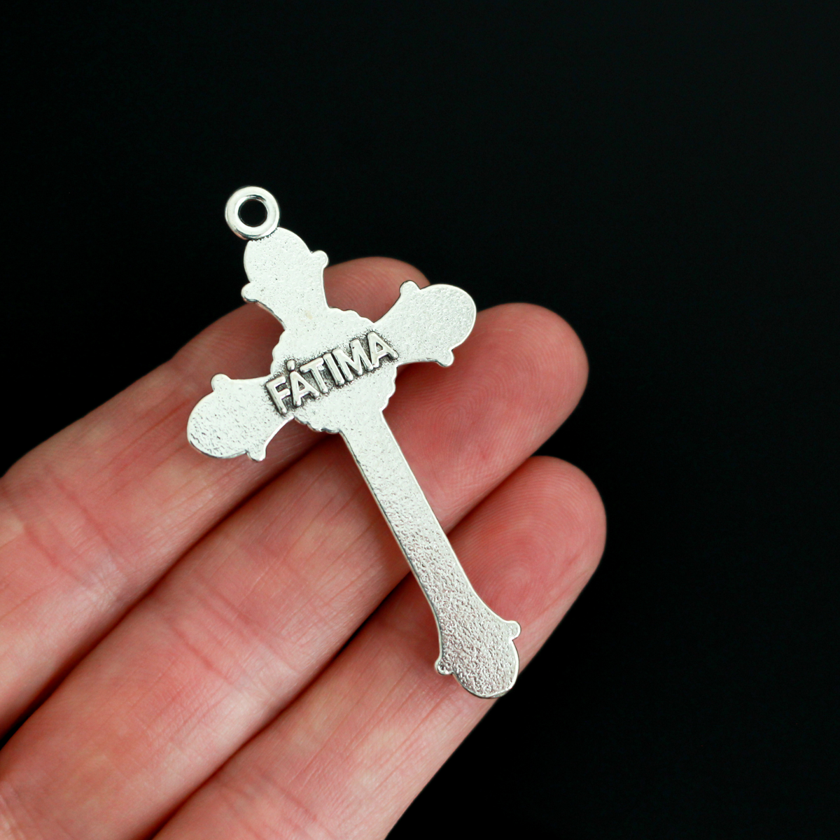Fatima Sunburst Crucifix Cross 2-1/8" Long - Antique Silver Tone, 3pcs