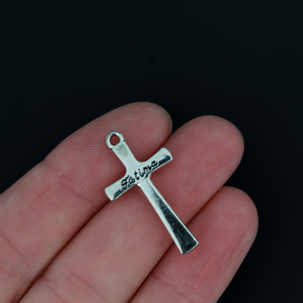 Crucifix cross charm marked "Fatima" on the backside